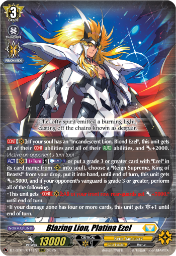 Blazing Lion, Platina Ezel