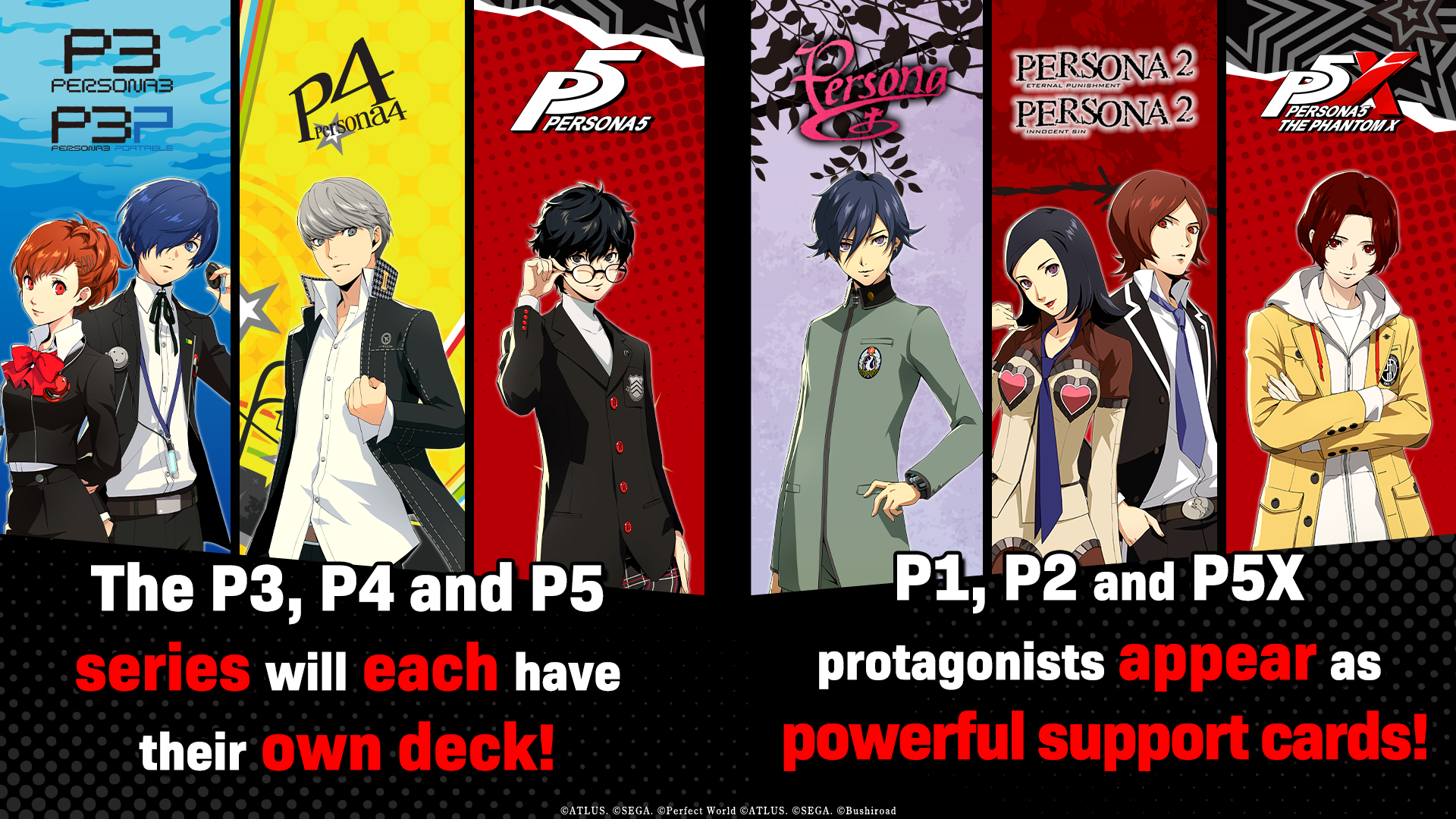 Persona 3, Persona 4, Persona 5, Persona 1, Persona 2, and Persona 5 X cards appear