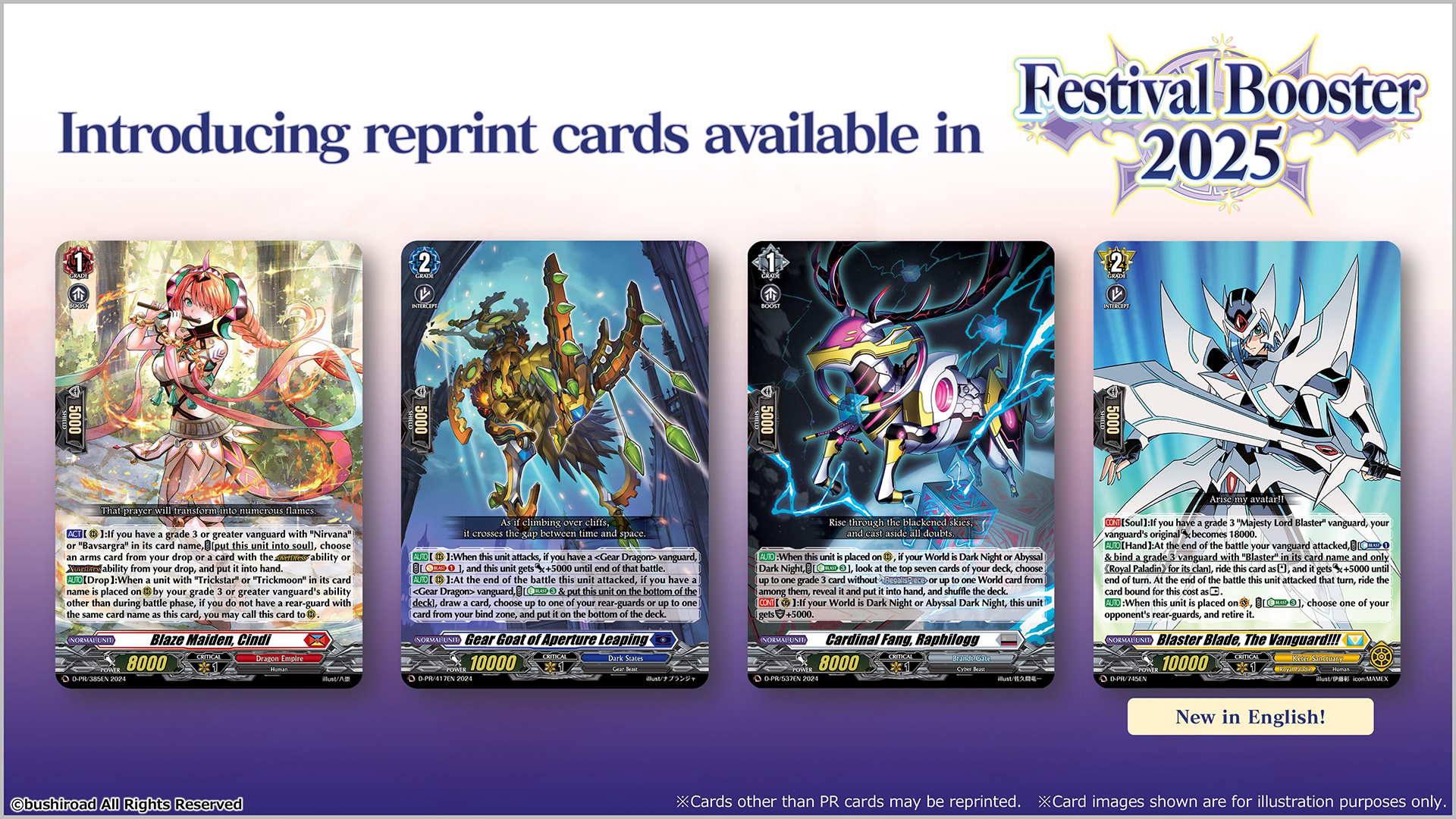 Reprints of PR cards and new releases included!